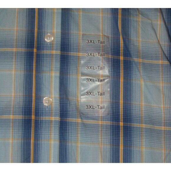 J FERRAR Big Mens 3XL Tall Blue Plaid Long Sleeve Button Up Modern Fit Shirt NEW - Picture 3 of 3